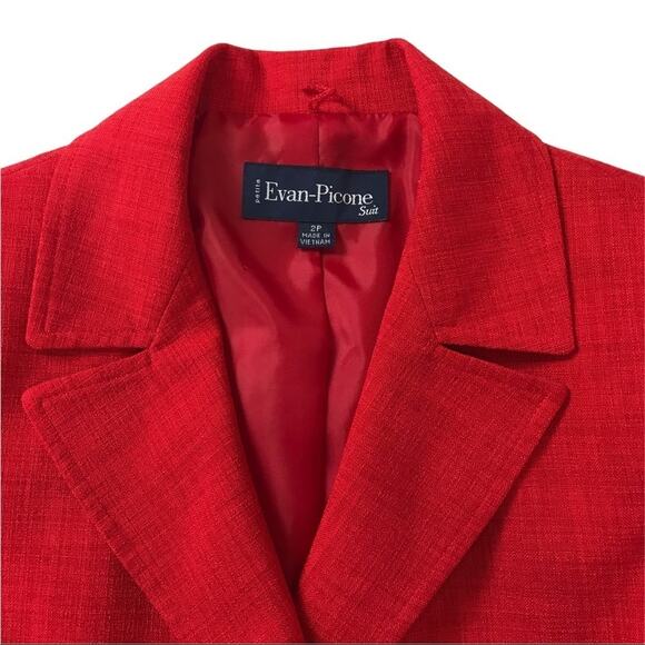 Evan Picone Blazer Lined Red Womens Size 2P - Picture 5 of 13